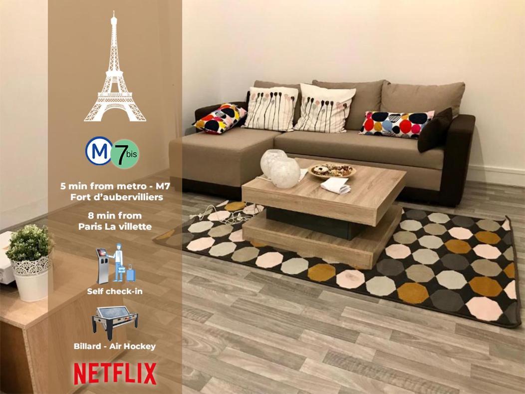 Grand F3 60M2 Pour 6 Personnes - Paris 19Eme - Stade De France - La Villette 오베르빌리에 외부 사진